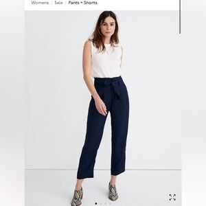 Madewell Blue Dress Pants with Paper-Bag Waist